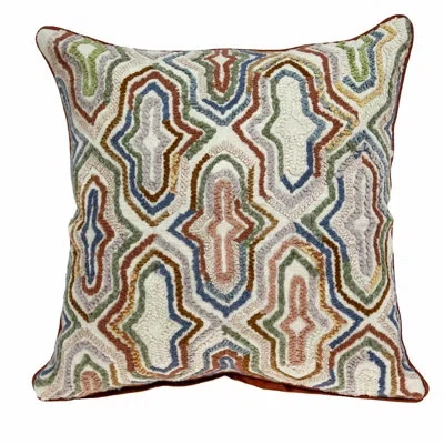 Parkland Collection 18" Beige And Brown Cotton Throw Pillow With Embroidery In Brown;beige