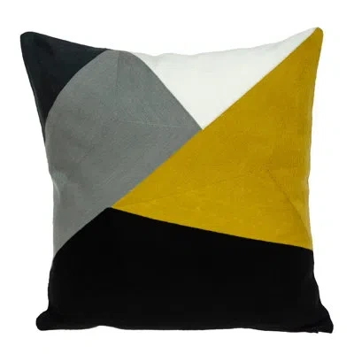Parkland Collection 20" Black And Yellow Cotton Throw Pillow In Black;yellow