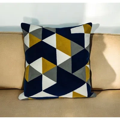 Parkland Collection 20" Blue And White Cotton Throw Pillow In Blue;white
