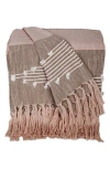 Parkland Collection Adonia Fringe Throw Blanket In Coffee Grey