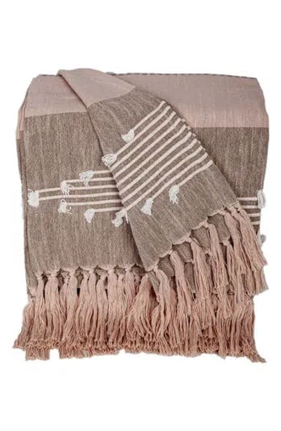 Parkland Collection Adonia Fringe Throw Blanket In Coffee Grey