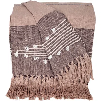 Parkland Collection Adonia Fringe Throw Blanket In Grey Brown
