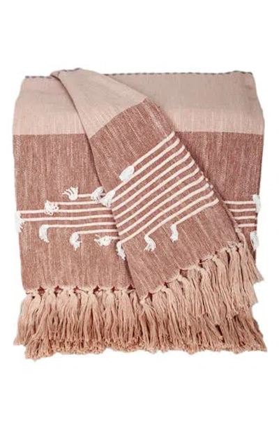 Parkland Collection Adonia Fringe Throw Blanket In Grey Rust