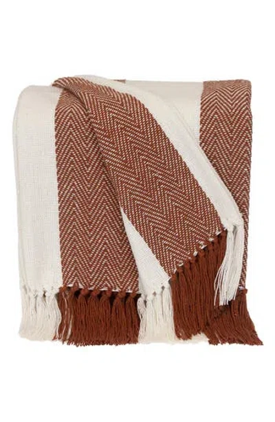 Parkland Collection Archee Fringe Throw Blanket In Rust