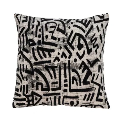 Parkland Collection Azar Transitional White Throw Pillow In Black;gray