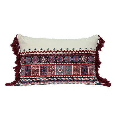 Parkland Collection Blossy Transitional Lumbar Throw Pillow In Burgundy