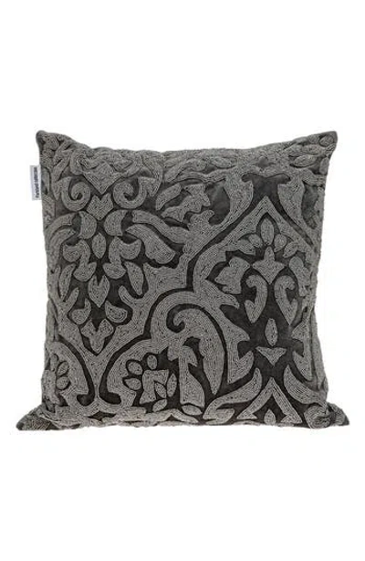 Parkland Collection Carmela Beaded Velvet Throw Pillow In Gray