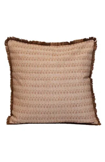 Parkland Collection Cross Weave Square Accent Pillow In Brown