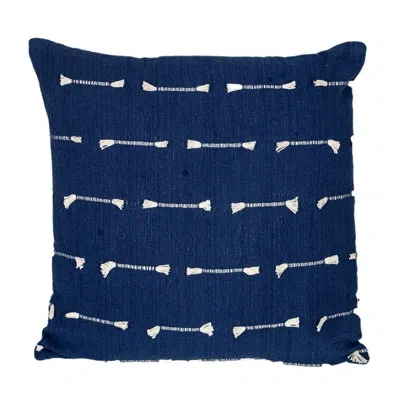 Parkland Collection Deep Blue Cotton Pillow 18" X 18" In Dark Blue