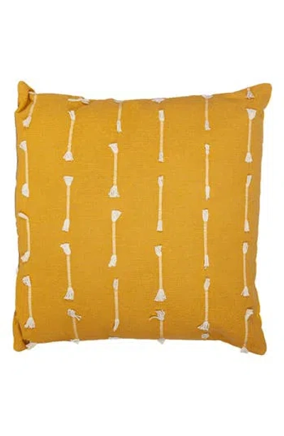 Parkland Collection Fringe Cotton Pillow In Yellow