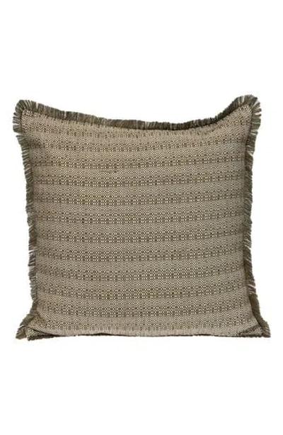 Parkland Collection Fringe Trim Square Accent Pillow In Green