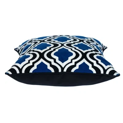 Parkland Collection Geometric Blue And White Square 20" X 20" Pillow In Blue,white,blue