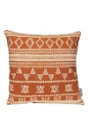Parkland Collection Geometric Cotton Accent Pillow In Orange