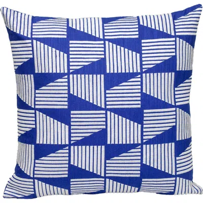 Parkland Collection Geometric Embroidered Cotton Pillow In Blue