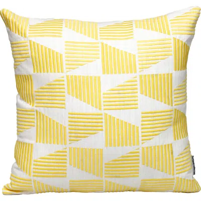 Parkland Collection Geometric Embroidered Cotton Pillow In Yellow