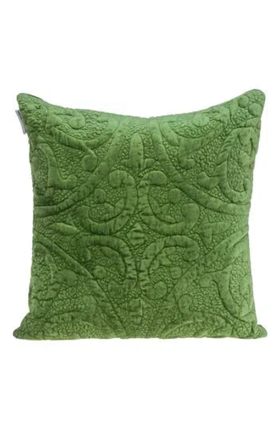 Parkland Collection Geometric Embroidered Velvet Accent Pillow In Olive