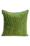 Parkland Collection Geometric Embroidered Velvet Accent Pillow In Olive