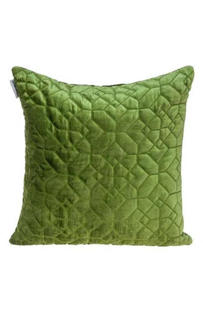 Parkland Collection Geometric Embroidered Velvet Accent Pillow In Olive