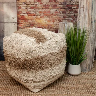 Parkland Collection Iliya Transitional Beige Pouf