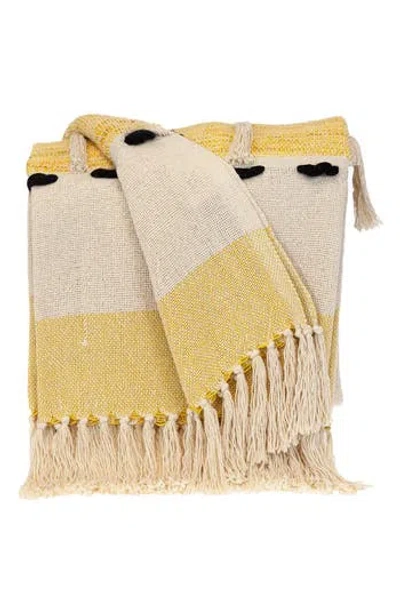 Parkland Collection Inca Fringe Throw Blanket In Yellow