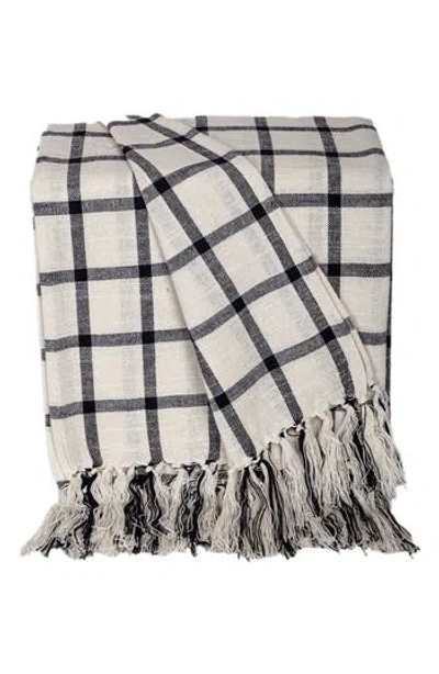 Parkland Collection Katja Grid Cotton Throw Blanket In Charcoal/white