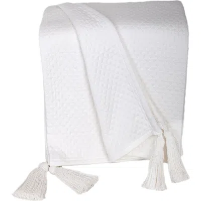 Parkland Collection Khonsu Diamond Stitch Tassel Throw Blanket In White