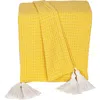 Parkland Collection Khonsu Waffle Weave Tassel Throw Blanket In Yellow