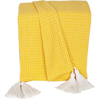 Parkland Collection Khonsu Waffle Weave Tassel Throw Blanket In Yellow