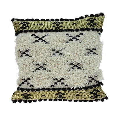 Parkland Collection Leopold Transitional Square Pillow Cover & Insert In Black;ivory