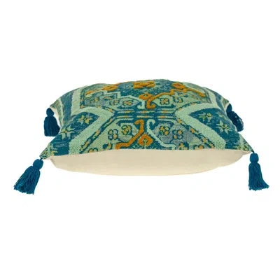 Parkland Collection Lotus Transitional Teal Throw Pillow In Multicolor