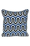 Parkland Collection Machu Embroidered Throw Pillow In Blue White Blue