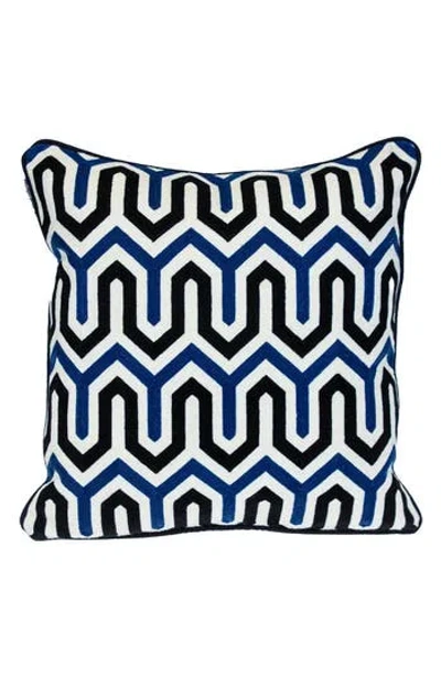 Parkland Collection Machu Embroidered Throw Pillow In Blue White Blue