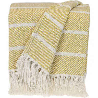 Parkland Collection Mio Stripe Fringe Throw Blanket In Yellow