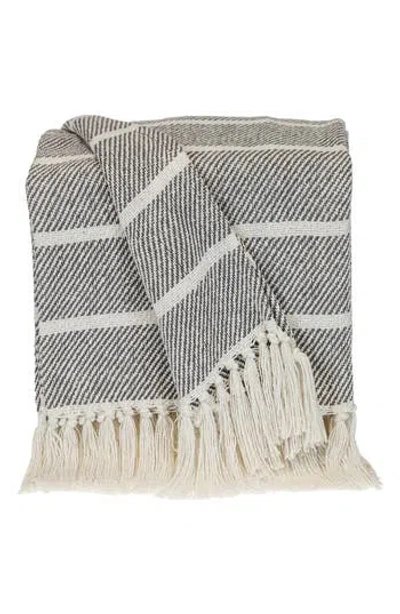 Parkland Collection Mio Stripe Handloomed Throw Blanket In Gray