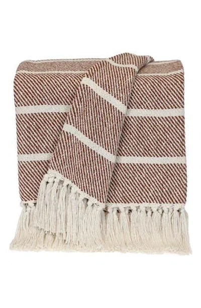 Parkland Collection Mio Stripe Handloomed Throw Blanket In Rust