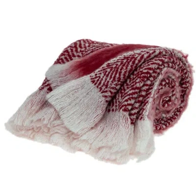 Parkland Collection Nagar Red 52" X 67" Woven Handloom Throw Blanket In White;red