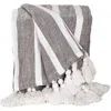 Parkland Collection Nara Stripe Tassel Throw Blanket In Charcoal