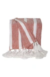 Parkland Collection Nara Stripe Tassel Throw Blanket In Rust