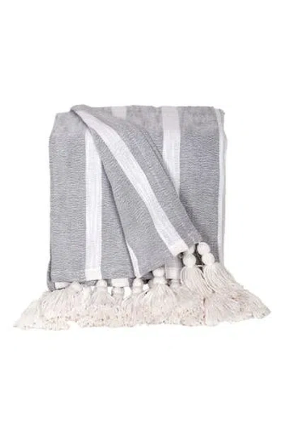 Parkland Collection Nara Tassel Throw Blanket In Light Grey