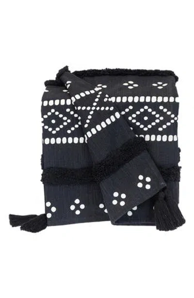 Parkland Collection Niko Fringe Throw Blanket In Black
