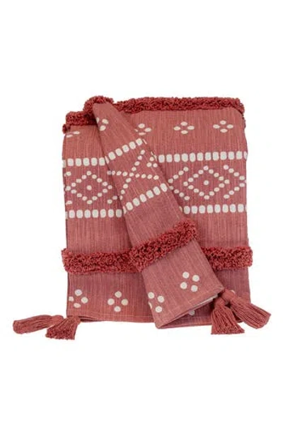 Parkland Collection Niko Geometric Tassel Trim Throw Blanket In Pink