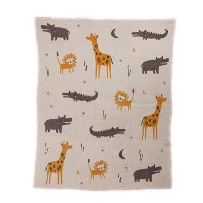 Parkland Collection Once Upon A Time In Zooland Transitional 100% Cotton Throw In Beige;beige;beige;beige