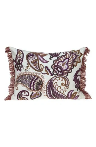 Parkland Collection Paisley Embroidered Accent Pillow In White/ivory Multi