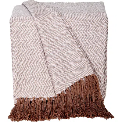 Parkland Collection Pegeen Chevron Handloomed Throw Blanket In Beige-coffee