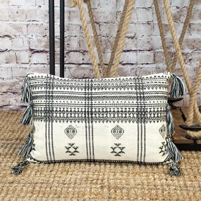 Parkland Collection Polyfill Striped Beige/black Rectangular Lumbar Cushion