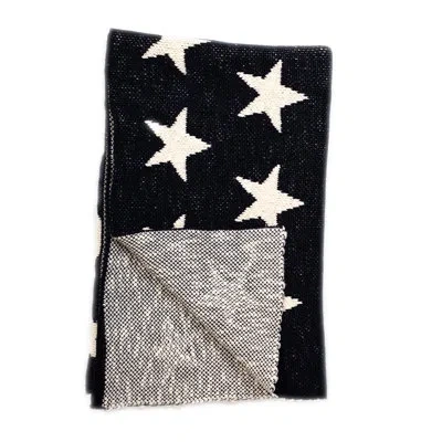 Parkland Collection Starry Starry Night Transitional 100% Cotton Throw In Black;beige