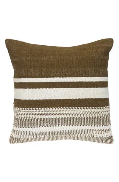 Parkland Collection Stripe Square Accent Pillow In Brown