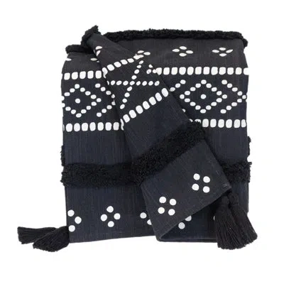 Parkland Collection Stripes And Dots Black 50" X 60" Throw