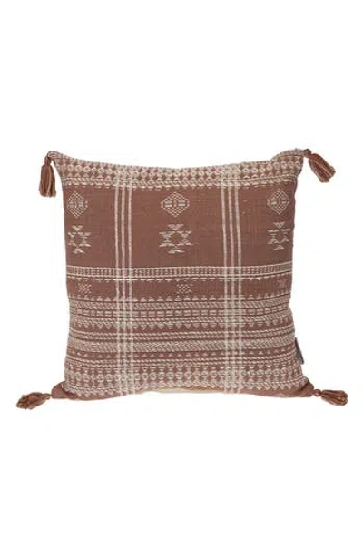 Parkland Collection Tassel Trim Square Accent Pillow In Brown