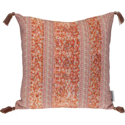 Parkland Collection Tassel Trim Square Accent Pillow In Pink